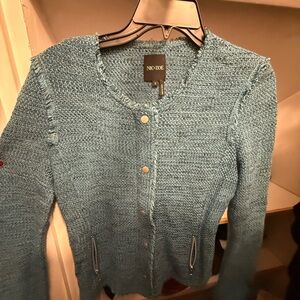 NIC+ZOE Women's Textured Teal Cardigan